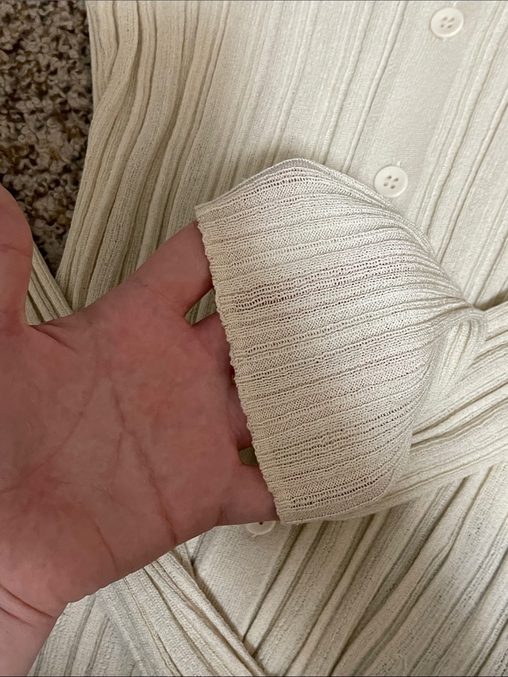 H&M Cream Ribbed Button-Up Knit Top - Picture 3 of 3